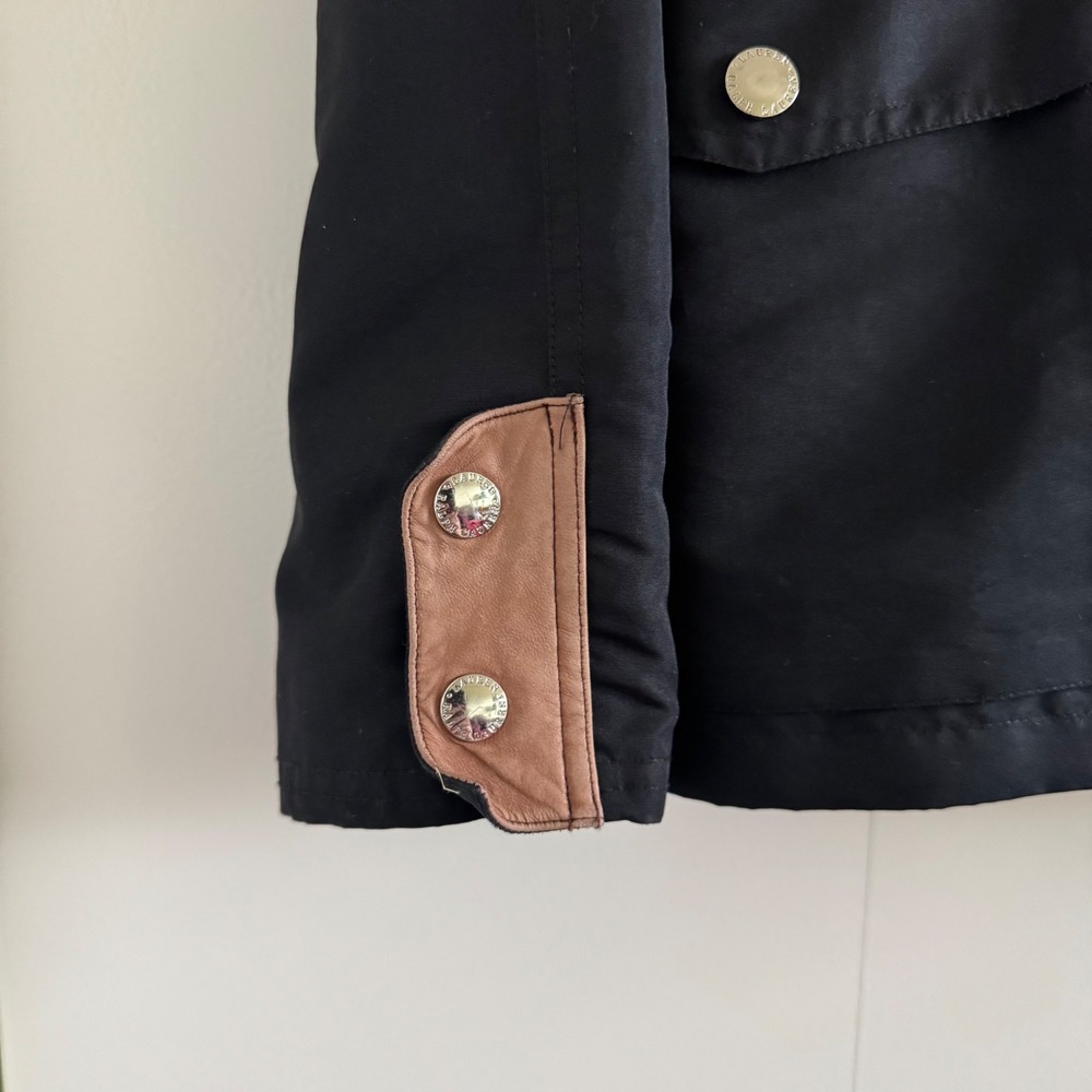 Lauren Ralph Lauren Black Field Jacket Leather Trim Utility Coat Womens - Picture 4 of 8